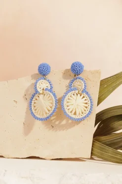Des Petit Hauts Boucles D'Oreilles Pepitcho ECRU/BLEU Clearance