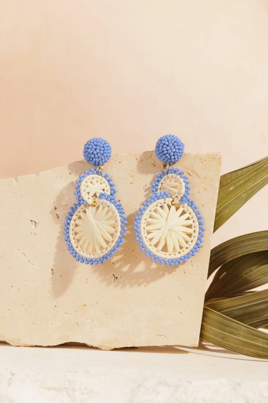 Des Petit Hauts Boucles D'Oreilles Pepitcho ECRU/BLEU Clearance
