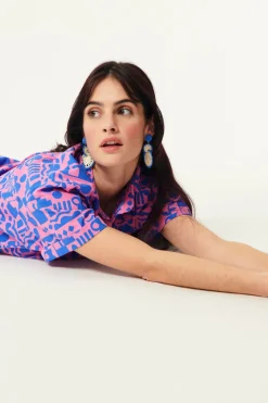 Des Petit Hauts Boucles D'Oreilles Pepitcho ECRU/BLEU Clearance