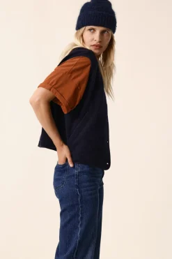 Des Petit Hauts Veste maille sans manches Zlata MARINE Outlet